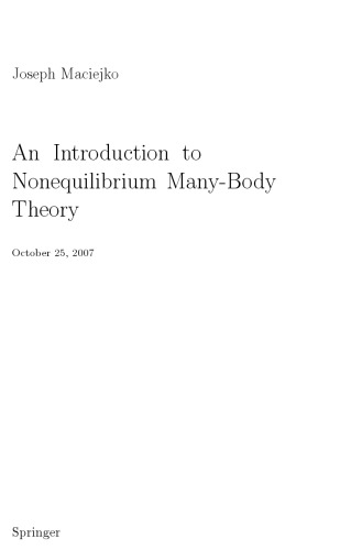 An Introduction to Nonequilibrium Many-Body Theory