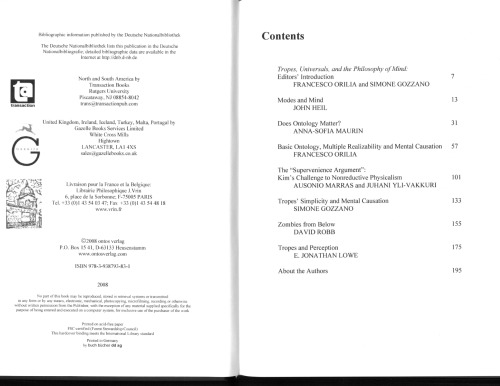 Tropes, Universals and the Philosophy of Mind: Essays at the Boundary of Ontology and Philosophical Psychology