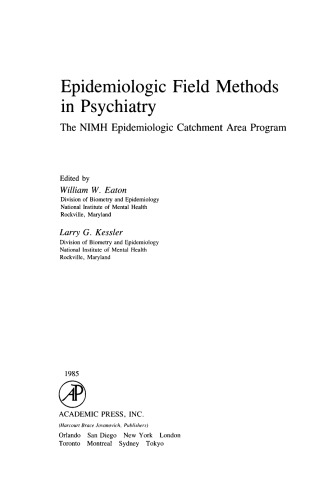 Epidemiologic Field Methods in Psychiatry. The NIMH Epidemiologic Catchment Area Program