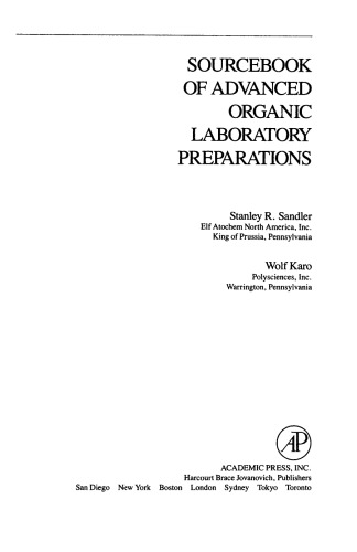 Sourcebook of Advanced Organic Laboratory Preparations