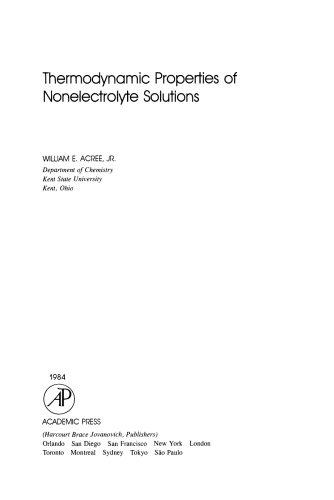 Thermodynamic Properties of Nonelectrolyte Solutions