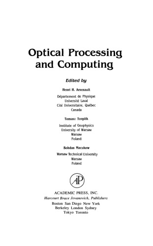 Optical Processing and Computing