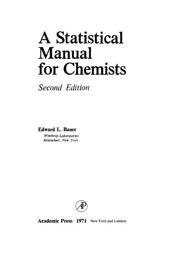 A Statistical Manual for Chemists