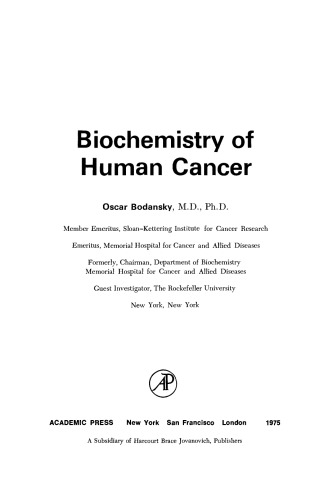 Biochemistry of Human Cancer