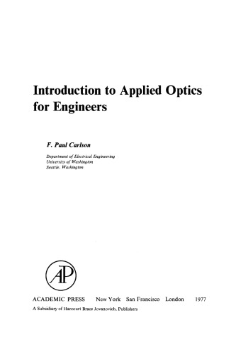 Introduction to Applied Optics for Engineers