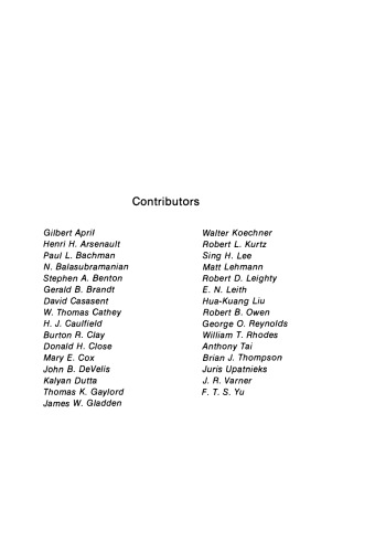Handbook of Optical Holography