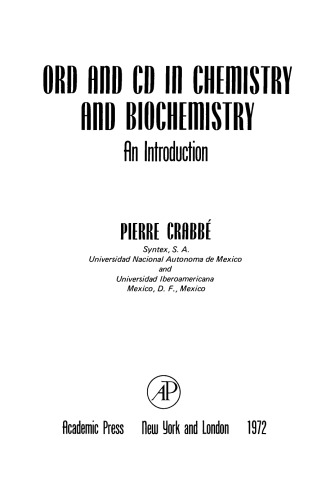 ORD and CD in Chemistry and Biochemistry