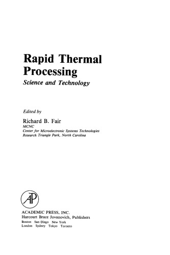 Rapid Thermal Processing. Science and Technology