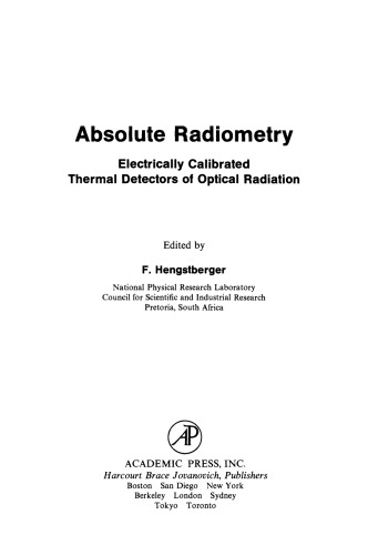 Absolute Radiometry. Electrically Calibrated Thermal Detectors of Optical Radiation