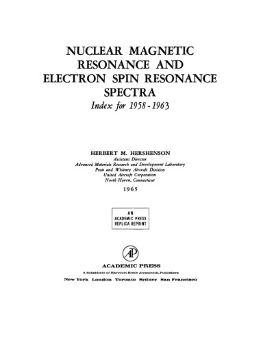 Nuclear Magnetic Resonance and Electron Spin Resonance Spectra