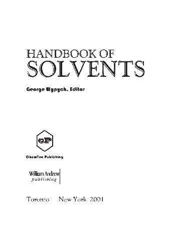 Handbook of solvents