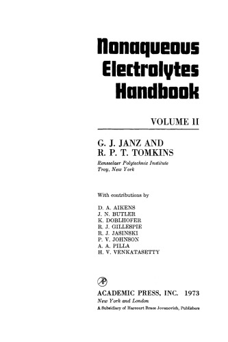 Nonaqueous Electrolytes Handbook