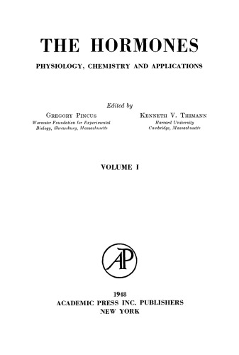 The Hormones. Physiology, Chemistry and Applications