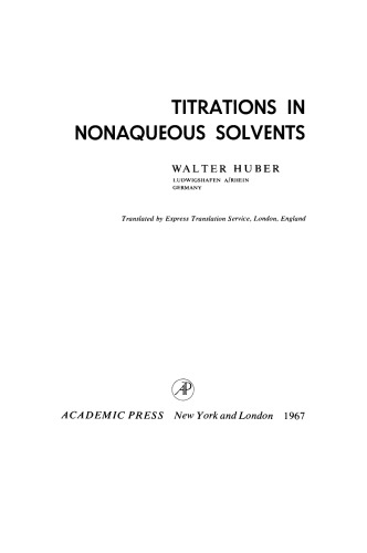 Titrations in Nonaqueous Solvents