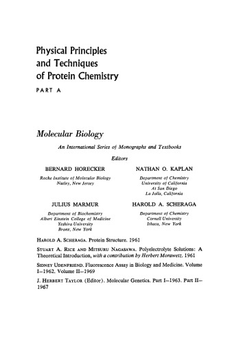 Physical Principles and Techniques of Protein Chemistry