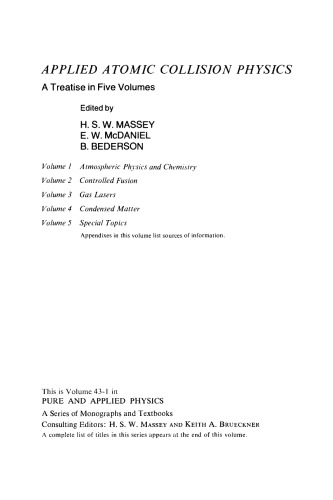 Applied Atomic Collision Physics. Atmospheric Physics and Chemistry