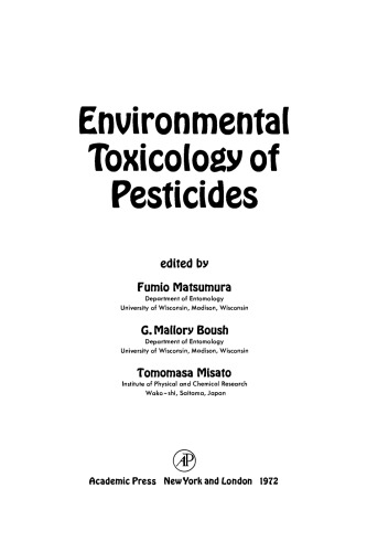 Environmental Toxicology of Pesticides