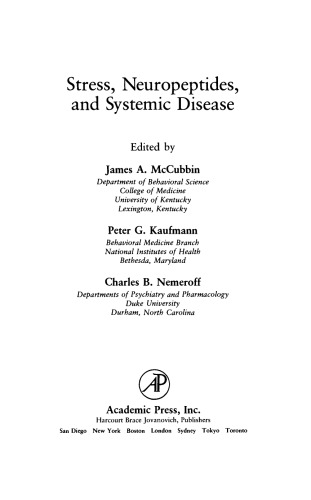 Stress, Neuropeptides, and Systemic Disease