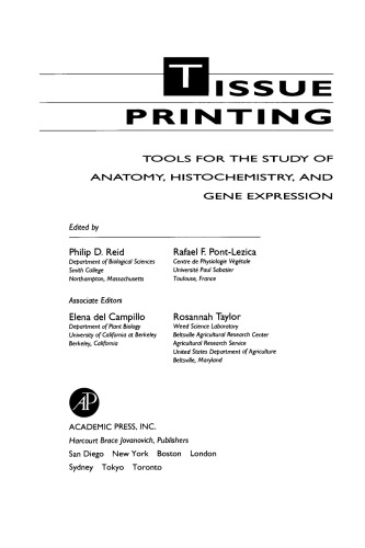 Tissue Printing. Tools for the Study of Anatomy, Histochemistry, And Gene Expression