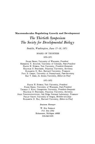 Macromolecules Regulating Growth and Development
