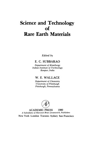 Science and Technology of Rare Earth Materials