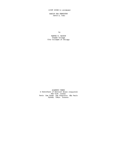 Study Guide to Accompany Basics for Chemistry