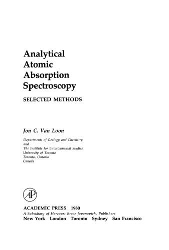 Analytical Atomic Absorption Spectroscopy. Selected Methods