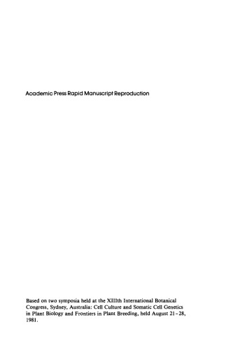 Plant Improvement and Somatic Cell Genetics