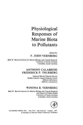 Physiological Responses of Marine Biota to Pollutants