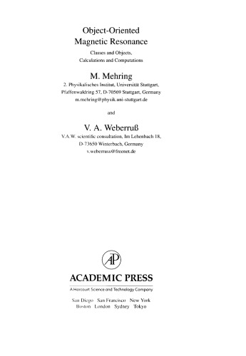 Object-Oriented Magnetic Resonance. Classes and Objects, Calculations and Computations