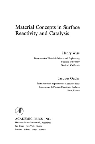 Material Concepts in Surface Reactivity and Catalysis