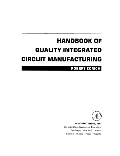 Handbook of Quality Integrated Circuit Manufacturing