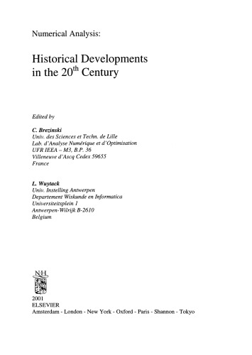 Numerical Analysis: Historical Developments in the 20th Century