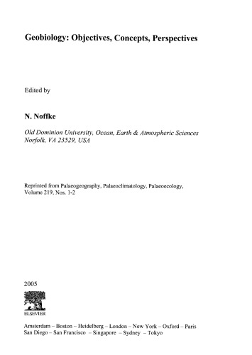 Geobiology: Objectives, Concepts, Perspectives