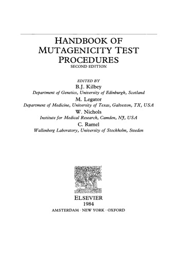 Handbook of Mutagenicity Test Procedures