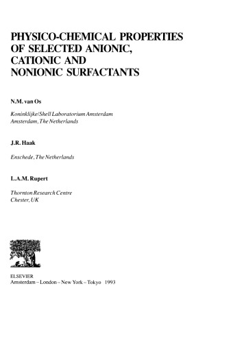 Physico-Chemical Properties of Selected Anionic, Cationic and Nonionic Surfactants