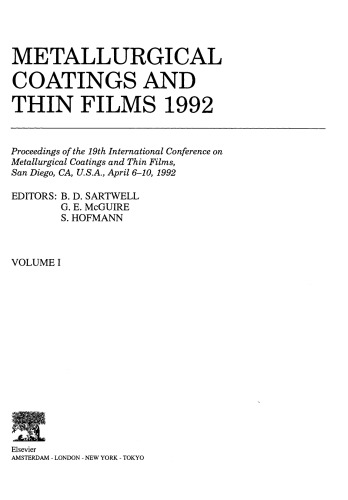 Metallurgical Coatings and Thin Films 1992