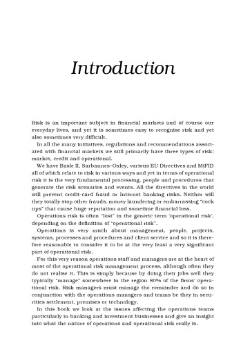 Operations Risk. Managing a Key Component of Operations Risk under Basel II