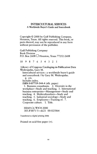 Intercultural Services. A Worldwide Buyer's Guide and Sourcebook