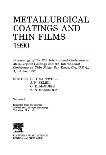 Metallurgical Coatings and Thin Films 1990