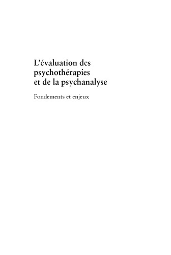 L'évaluation des psychothérapies et de la psychanalyse