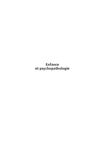 Enfance et psychopathologie