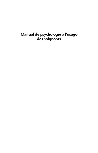 Manuel de psychologie `l'usage des soignants