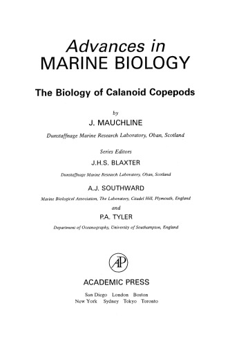 The Biology of Calanoid Copepods