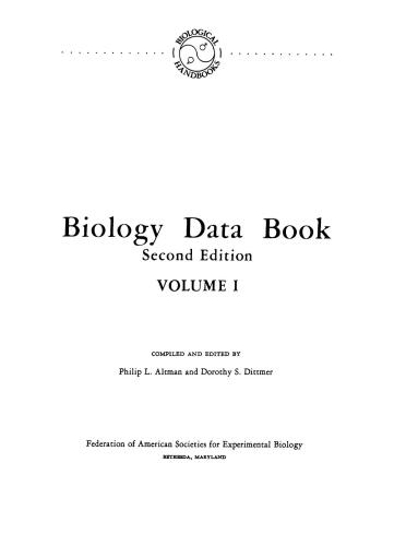 Biology Data Book, Volumes 1-3