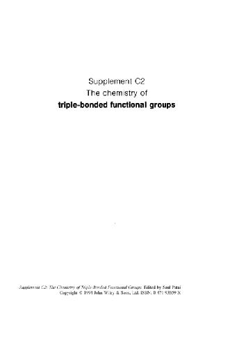 Supplement C2: The Chemistry of Triple-Bonded Functional Groups Volume 2