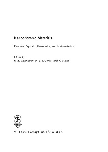 Nanophotonic Materials: Photonic Crystals, Plasmonics, and Metamaterials