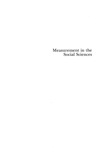 Measurement in the Social Sciences: Theories and Strategies