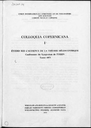Etudes sur l'audience de la theorie heliocentrique