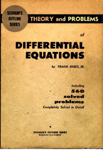Theory and Problems of Differential Equations Including 560 Solved Problems